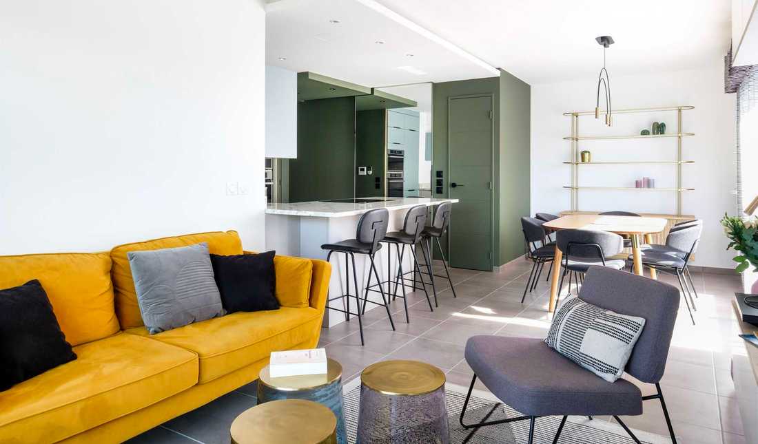 Interior design of the living room of a new apartment in Lille